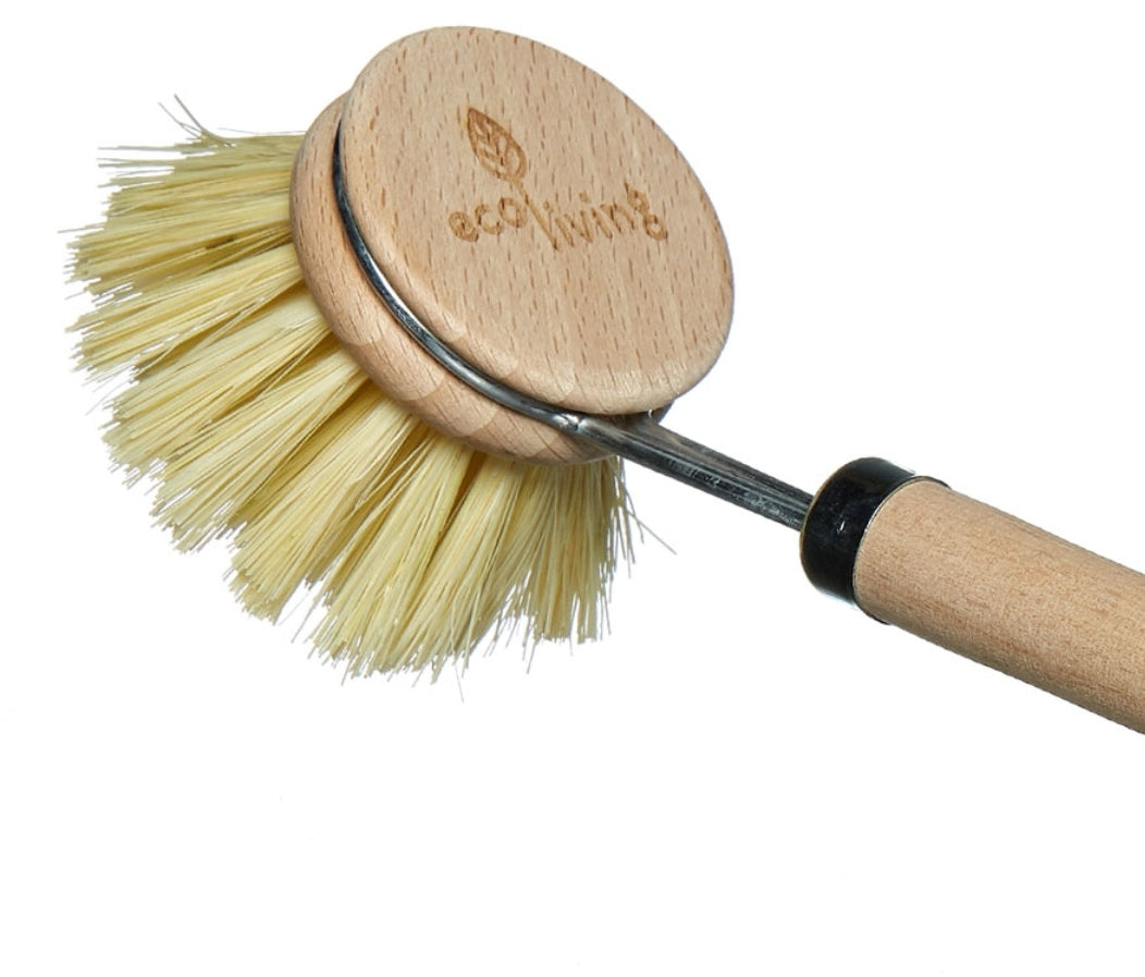 Wooden Long Handled Dish Brush with Replaceable Head