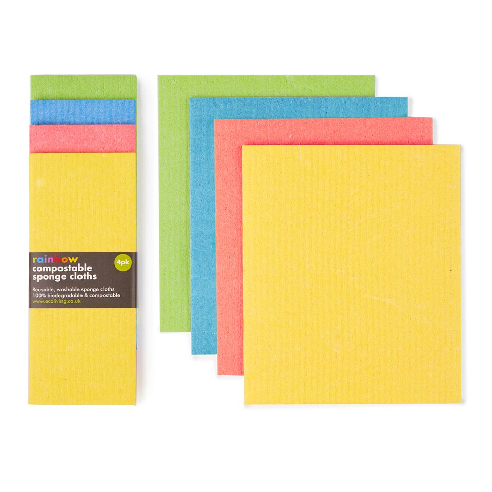 Rainbow Compostable Sponges x4